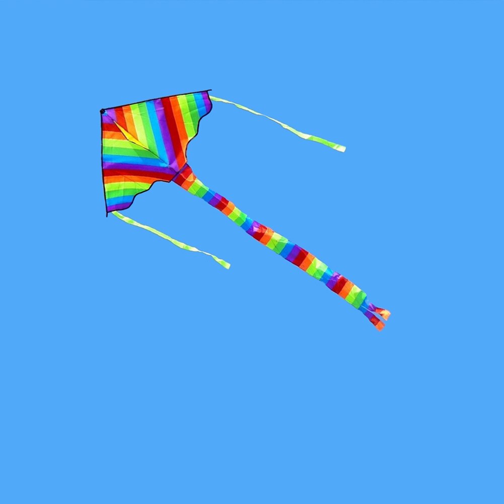 Rainbow Lange Staart Driehoek Vlieger Met 50M Handvat Lijn Kinderen Kids Toy