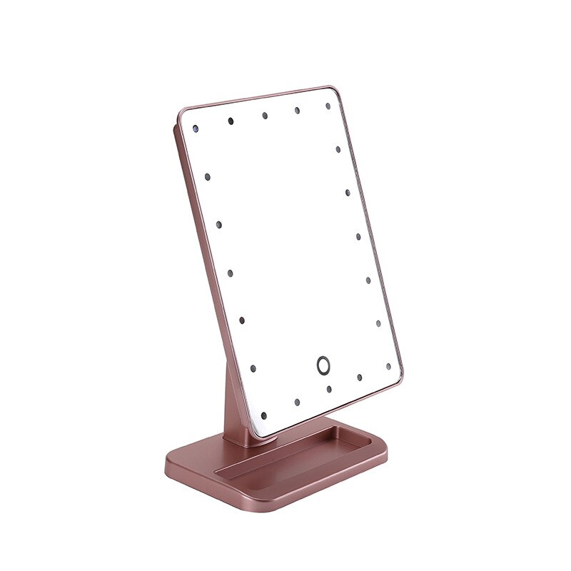 Altavoz Bluetooth maquillaje LED espejo iluminado de mesa de cosméticos espejo de vanidad con 20 Pantalla táctil ajustable 10X lupa: No Bluetooth-rose