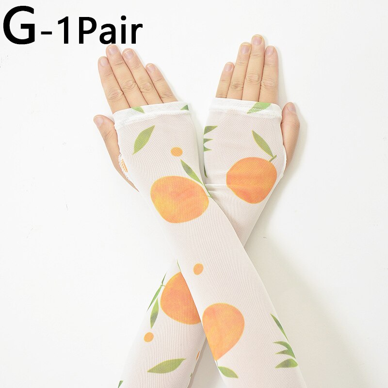 Mangas de protección solar con estampado Floral para mujer, manguitos finos de manga larga, transpirables, calentadores de brazos para conducir, ciclismo, Verano: G