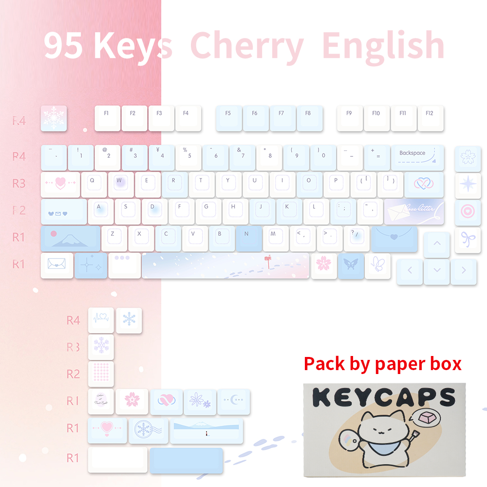 95 Keys Cherry Profile PBT Keycaps Love Letter Theme Key Caps for Gaming Mechanical Keyboard 61/64/68/75Keys AULA F75 Key Caps ﻿: Khaki