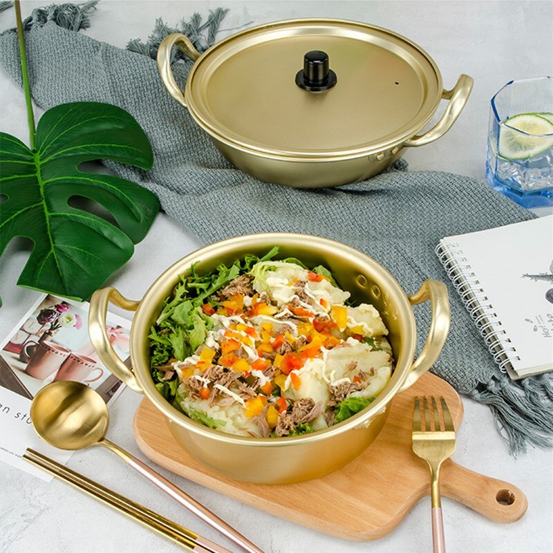 Pot à nouilles Ramen coréen en aluminium avec couvercle, pour le lait, les œufs, ustensile de cuisine à chauffage rapide