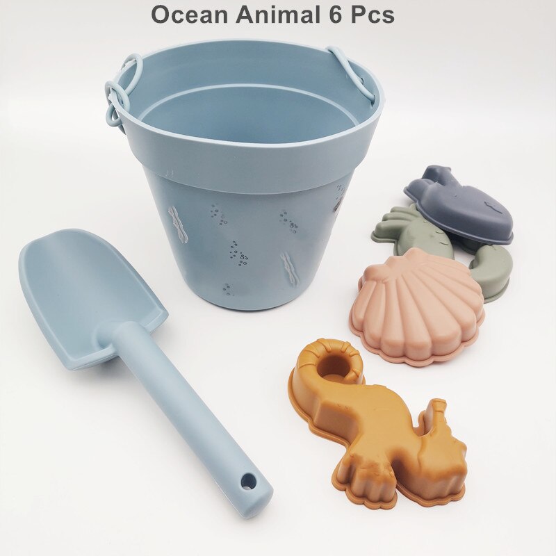 Kinder Silikon Strand Spielzeug für Kinder Baby Sandkasten Strand Spielzeug Set mit Eimer Schaufel Andere Zubehör Wasser Spiel Spielen Im Freien spielzeug: Ocean Animal