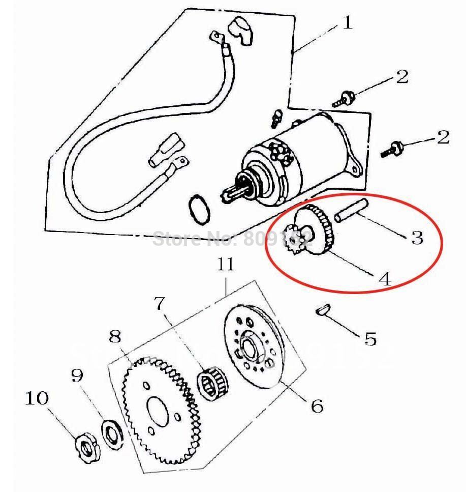Dual Gear For GY6-150CC Engine Start Motor Fit For GY6 ATV Quad