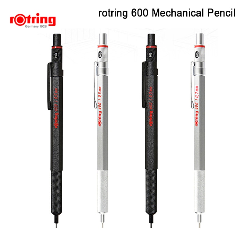 Rotring 600 0.5mm/0.7mm mekanisk blyant sort/sølvmetal automatisk blyant 1 stk
