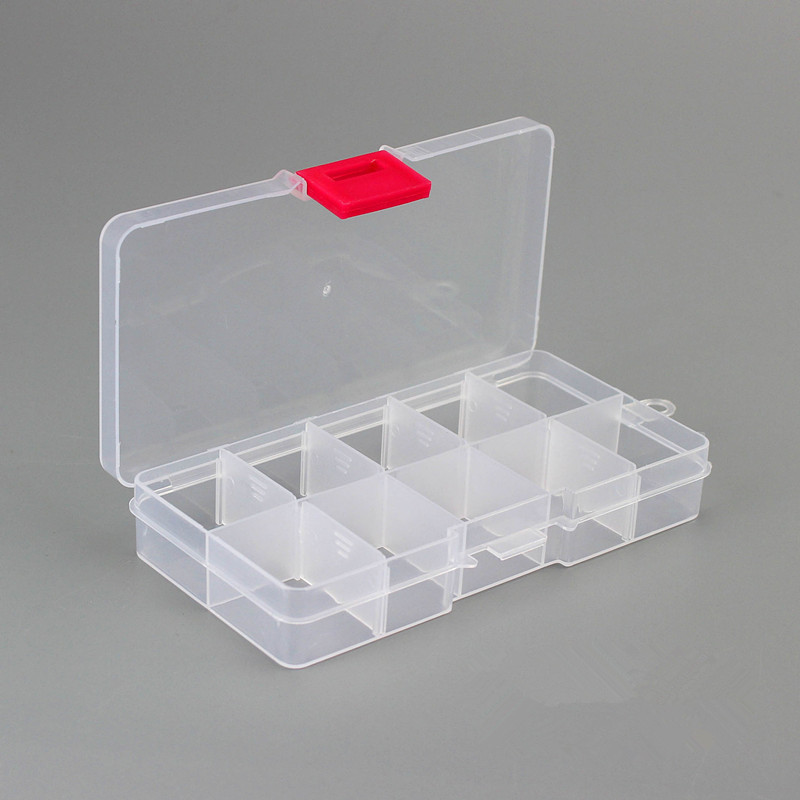 Bait Organizer Box Fishing Lures Case Tackle Storage Fisher Gear Bulk Outdoor 15 Slots Adjustable Plastic Fishing Box Lure H: White