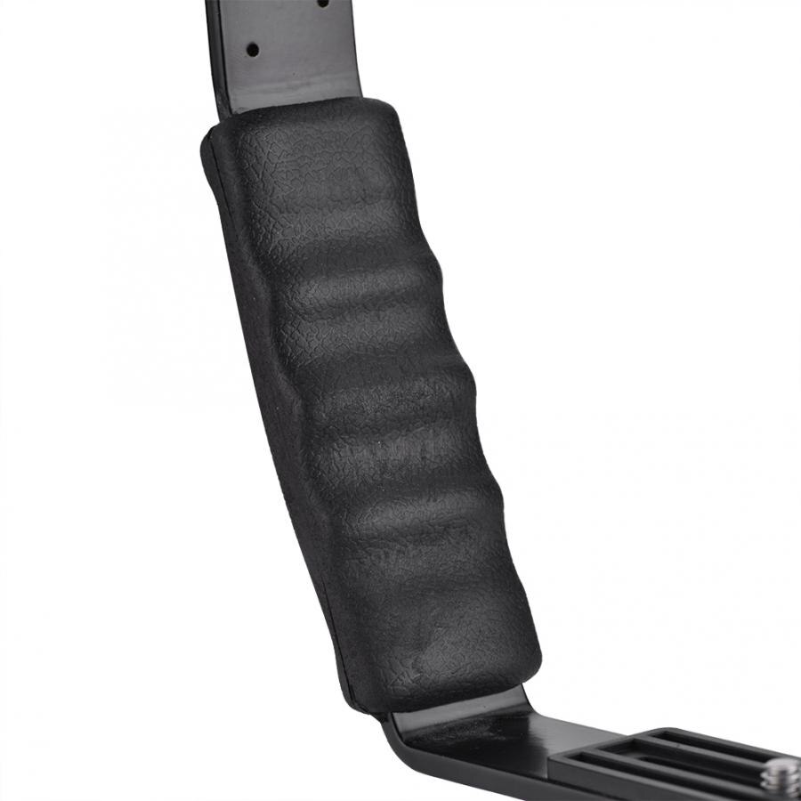 Nueva llamativa Zapata de Flash de cámara soporte en L Doble Adaptador de montaje de soporte de zapata DV micrófono luz LED doble zapata soporte Flash