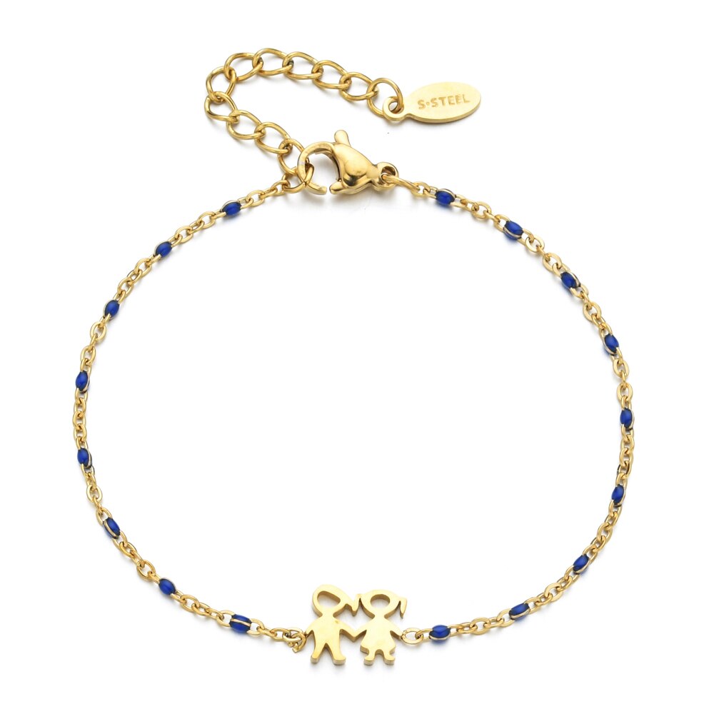 Zmzy boy girl friend armband roestvrij staal armbanden voor vrouwen gouden ketting verstelbare armbanden sieraden: Blauw verzinkt