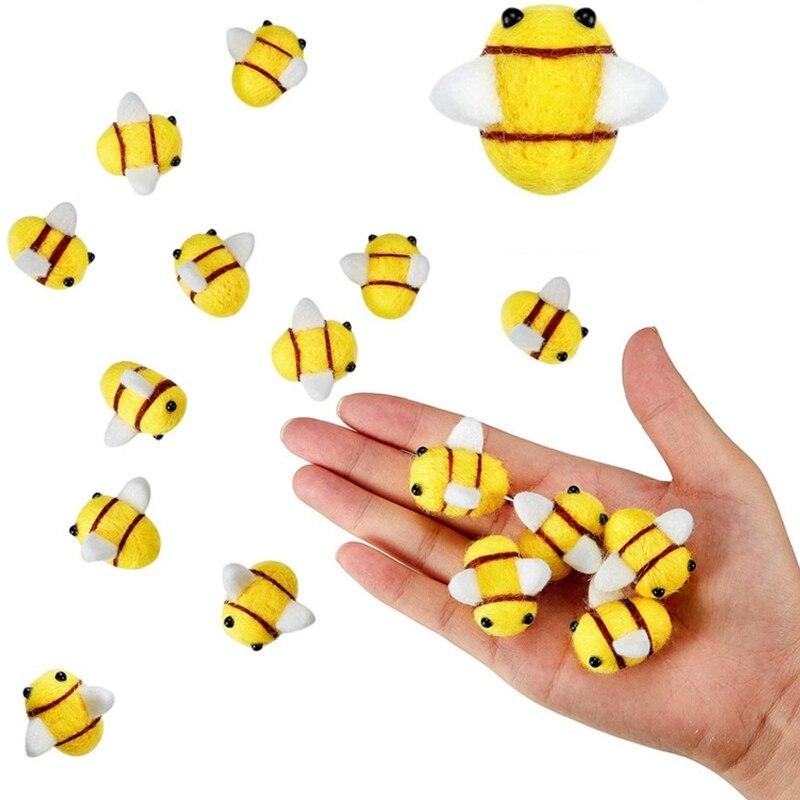 20 Pcs Wool Felt Bumble Bee Craft Decor Ball for Christmas Clothing Tent Hat Decoration DIY and Handmade Crafts