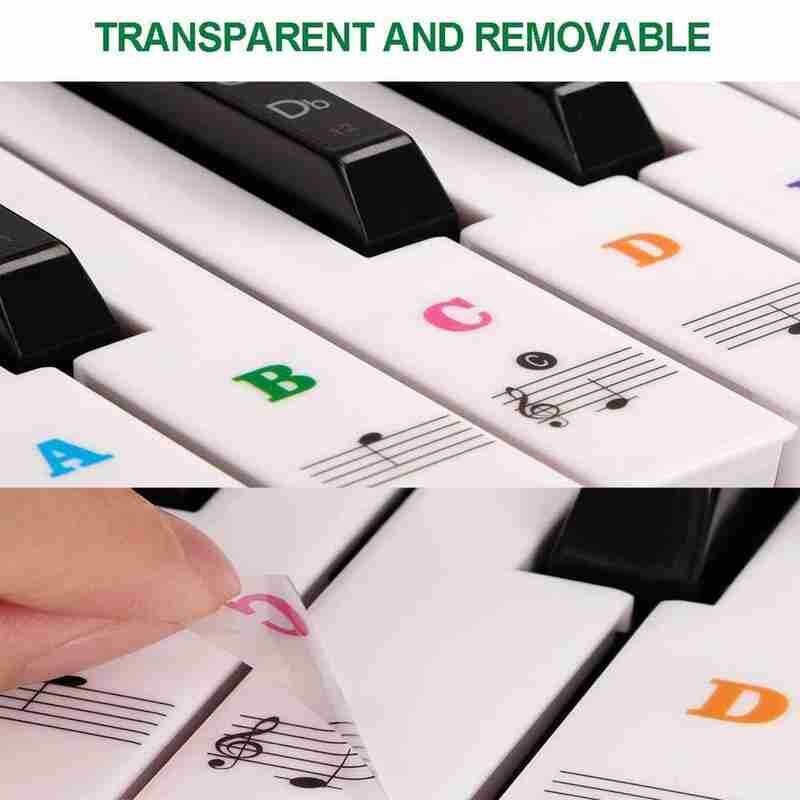 1Set Keyboard Sticker Transparent Removable 37/49/54/61/88 Practice piano piano portable Piano Beginners keys For Kids elec E9M1