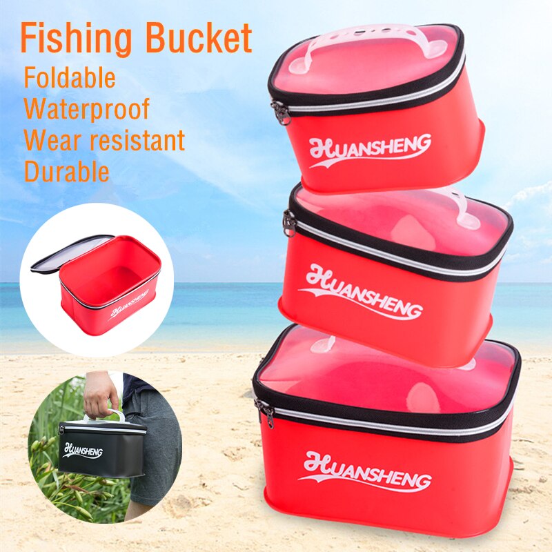 1pc Portable EVA Fishing Bag Live Fishing Box Outdoor Multifunction Fishing Bait Bucket Waterproof Fishbox Storage Bag