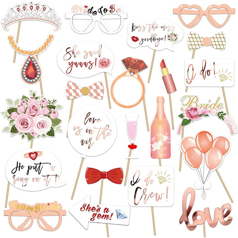 27-58pcs wedding photobooth accessory Props DIY Mustache Lips Glasses Mask Photo shoot props bachelor party team bride props