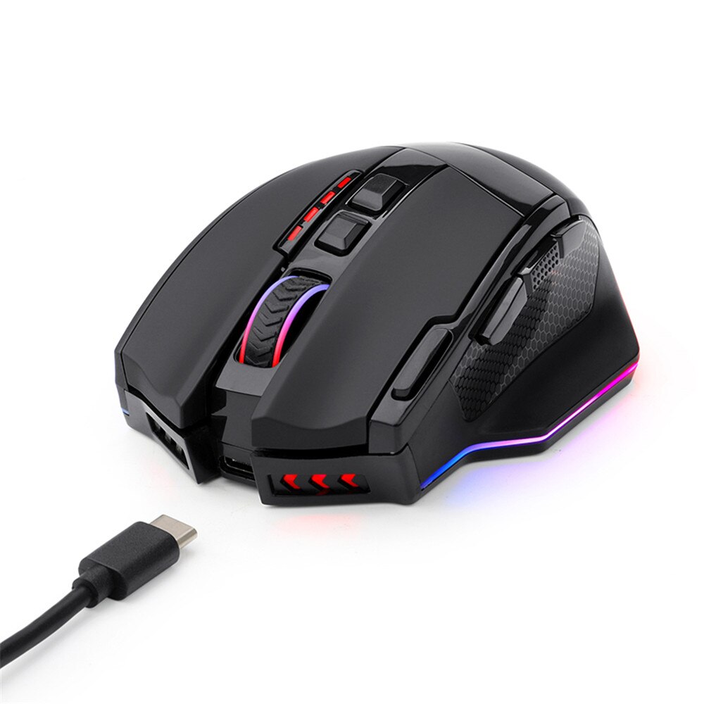 Redragon M801P 2.4G Wireless Dual Mode Gaming Mouse LED RGB Backlit MMO 9 Programmable Buttons Mouse For Windows Computer Gamer