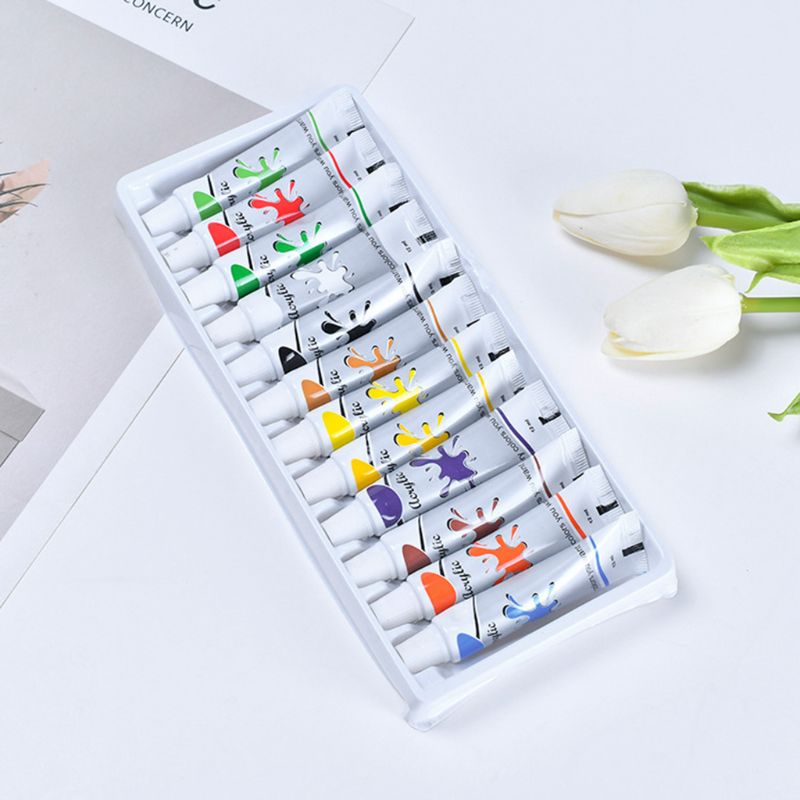 12 x 12ml Heavy Body Colors Rich Pigments Acrylic Paint Set for Painting Crafts R9JA