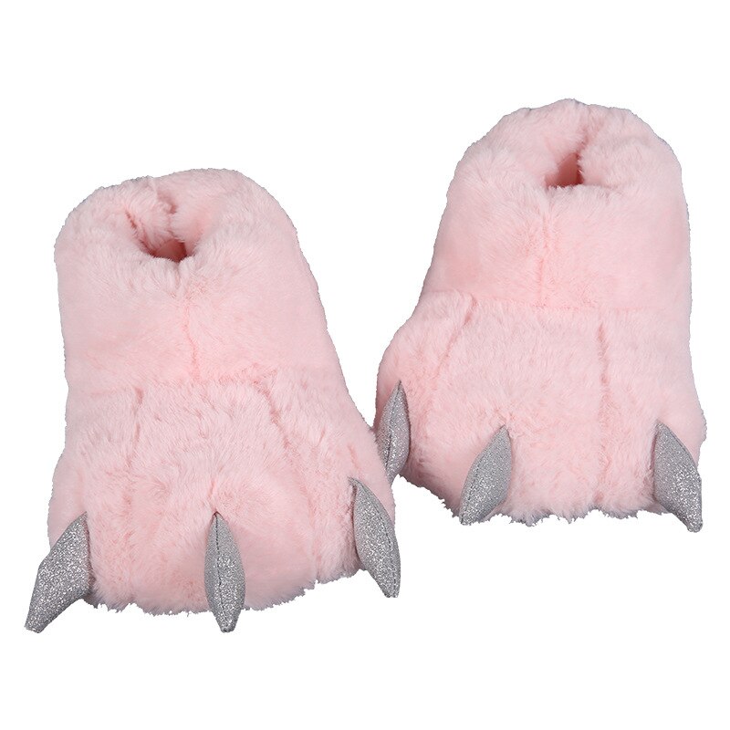 2020 łapy niedźwiedzia kapcie kobiety zimowe ciepłe miękkie kryty Foor różowy zwierząt pantofel dzieci świąteczny dinozaur pazur pluszowe domu: 37.5