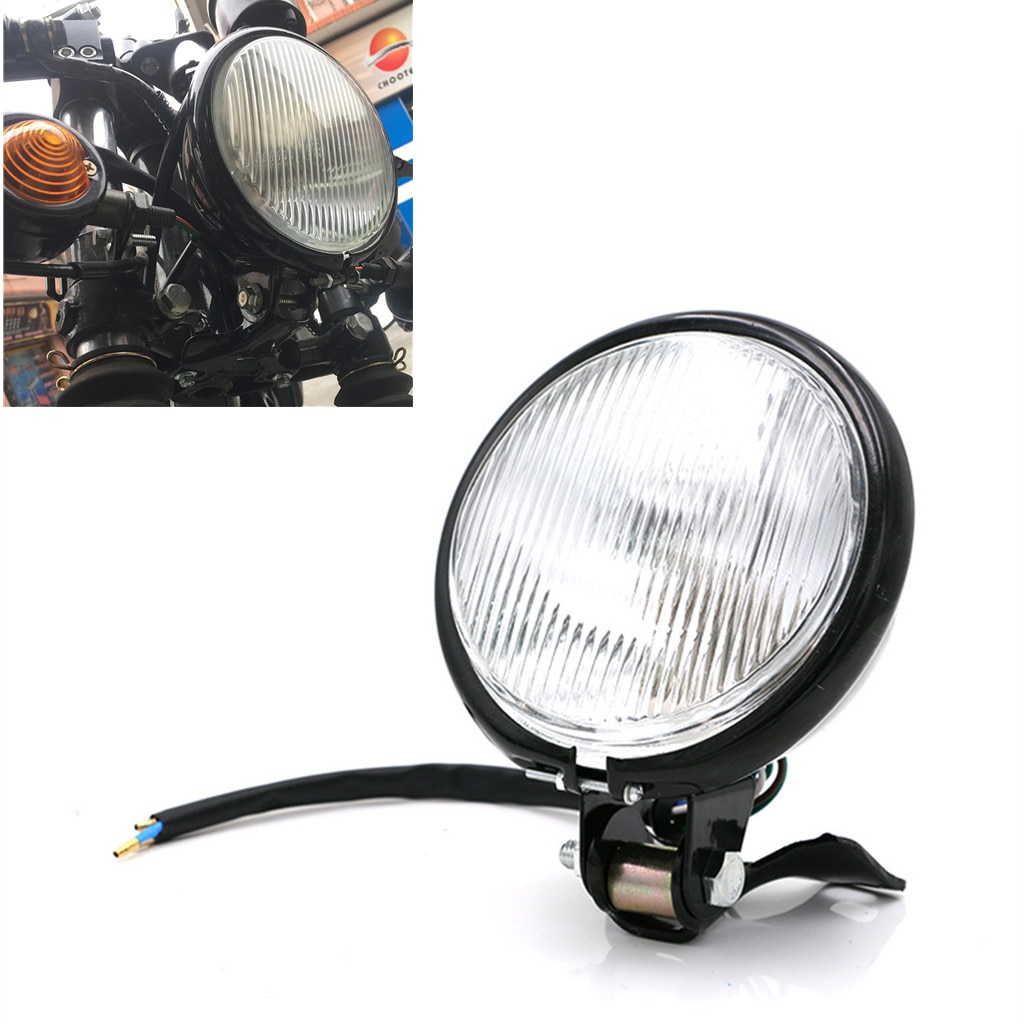 Universele Retro Metalen Motorfiets Koplamp Ronde 5 Inch 35W 12V Met Houder Voor Harley / Suzuki