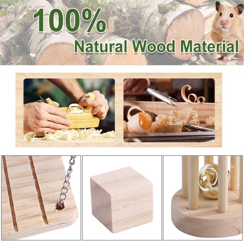 Hamac balançoire en bois, jouets à mâcher en forme de lapin, tubes à brindilles, blocs Wooen pour petits animaux de compagnie, soins dentaires, 12 pièces