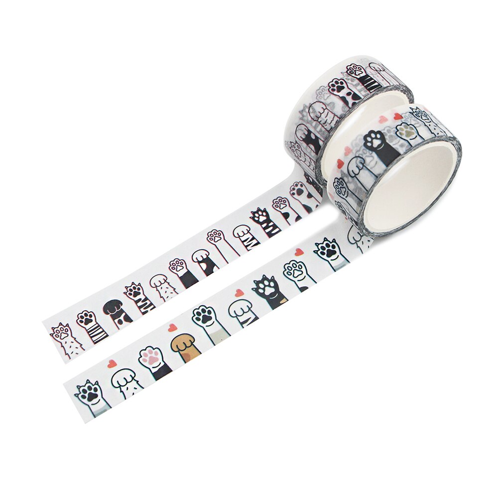 Cinta adhesiva con huellas de perro y gato, cinta Washi de dibujos animados, para álbum de recortes, , R835