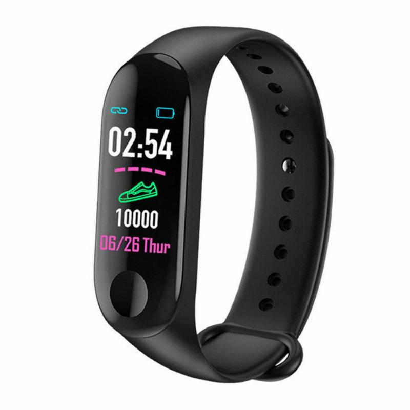 Pulsmätare smart klocka armband vattentätt armband sport stegräknare hälsa blodtryck fitness tracker smartband: Svart basladdning