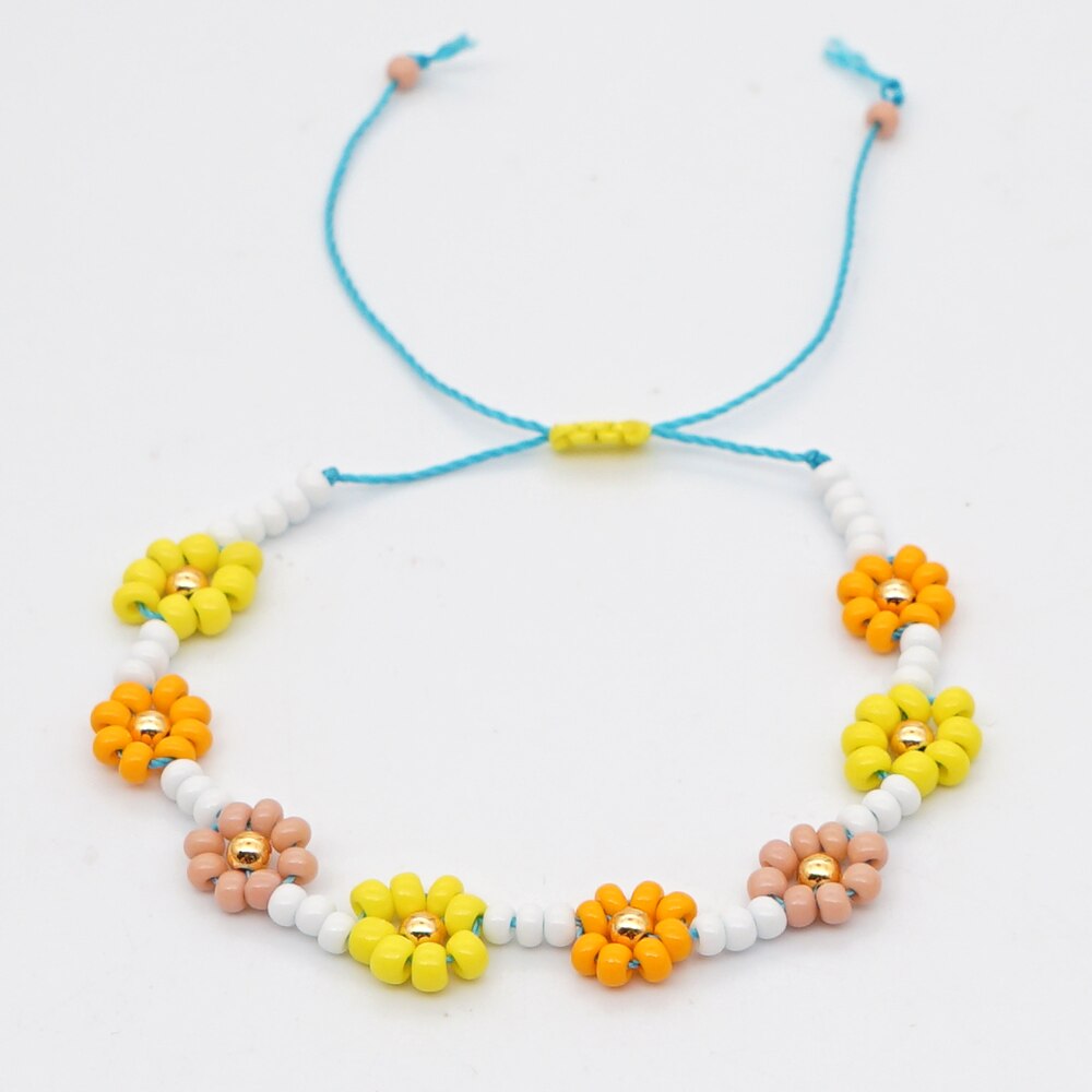 Go2Boho Handgemaakte Armband Voor Vrouwen Zonnebloem Sieraden Vriendschap Verstelbare Touw Zaad Kralen Zomer Meisje Armbanden: MG-B200067A