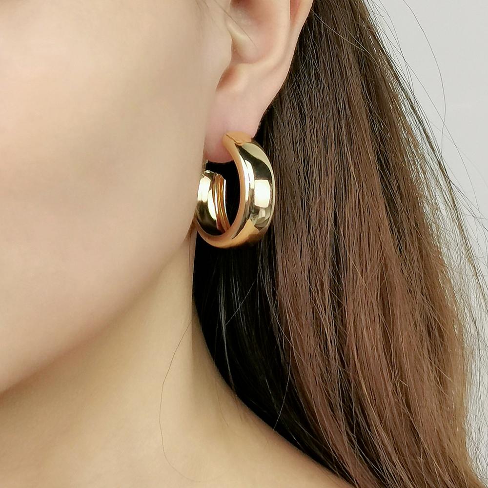 Manilai 30 40 50 60mm de largura metal grande argola brincos jóias redondos brincos de declaração feminina cor prata dourada moda brincos