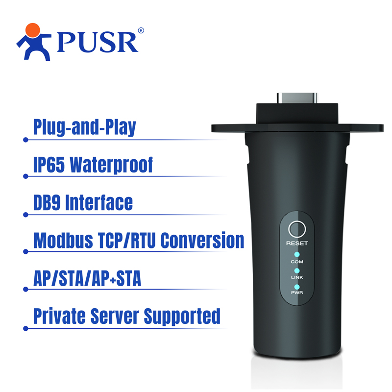 PUSR WiFi Solar Data Stick mit DB9-Anschluss Plug-and-Play IP65 Wasserdichter Solarwechselrichter TCP/UDP/HTTP-Protokoll USR-S100-WA12