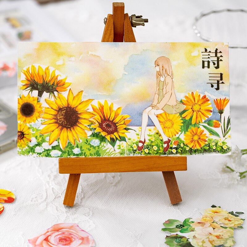 16 pakker/parti blomsterhage tur serie skrivesaker klistremerke dekorasjon delt antrekk teip papir maskering washi klistremerke