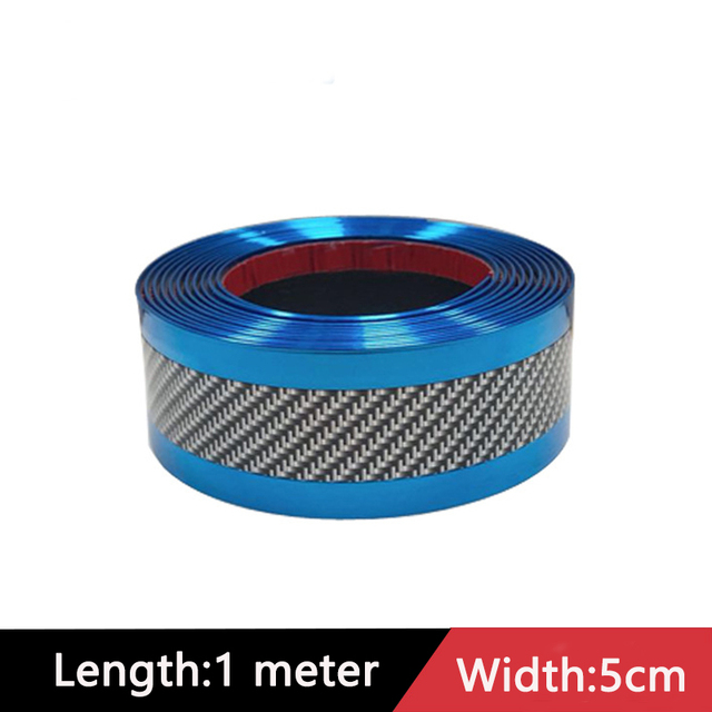 Car Sticker Car Door Sill Protector Stickers Anti Scratch Strip Carbon Fiber Car Threshold Protection Bumper Film Sticker: 5cm blue