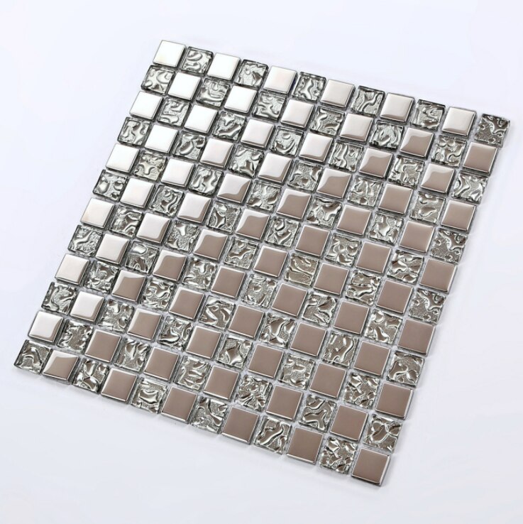Electroplated Silver Glass Mosaic Tiles Backsplash Kitchen CGMT1906 Bathroom Shower Room Glass Wall Tile