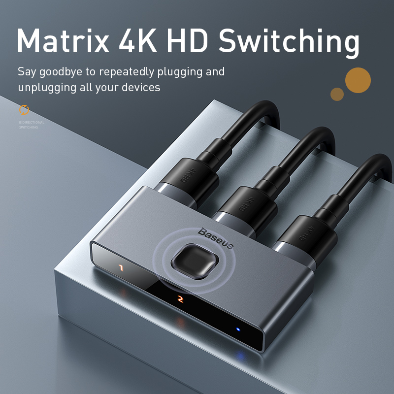 Baseus 4K HD Switch 3 Port 4K USB Switch Switcher Box for Sharing Printer Keyboard Mouse Audio Game 4K HD 2.0