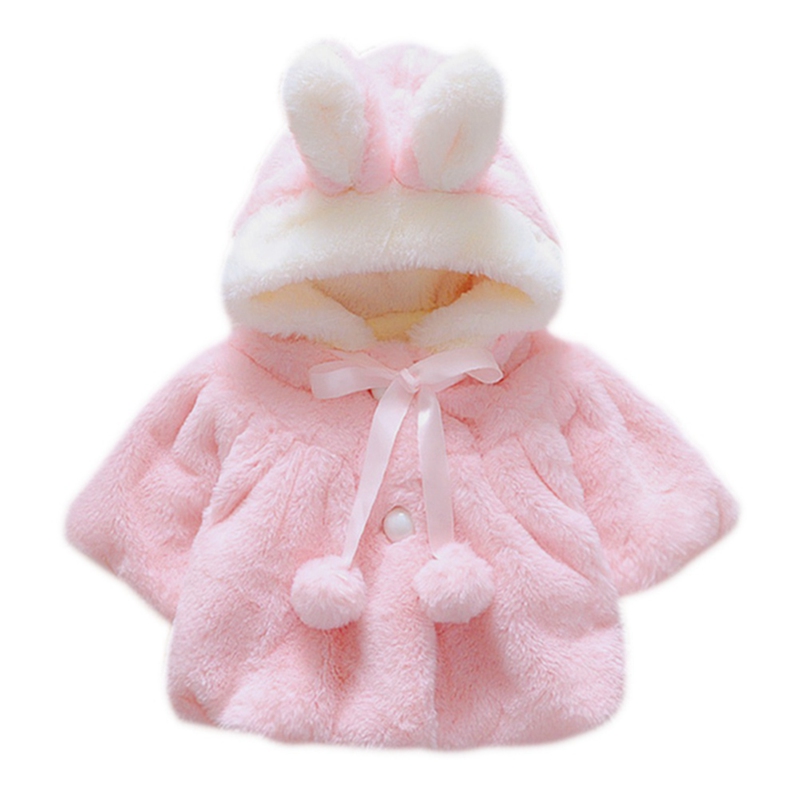 Baby Girl Jackets Winter Outerwear Velour Fabric Garment Lovely Bow Coat for Baby Girls Kids Clothes Clothing: Pink / 18M