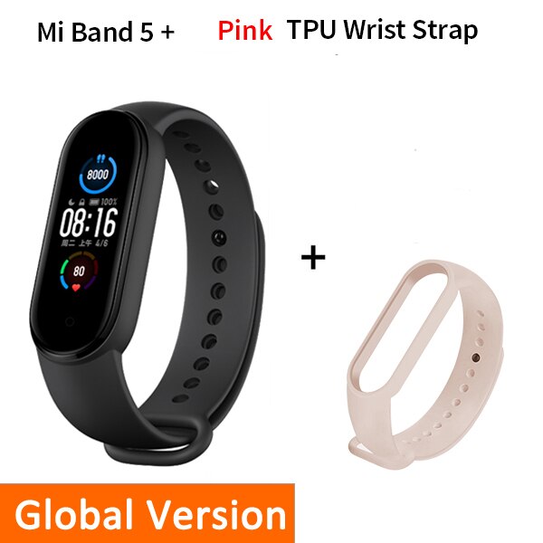 Xiaomi Mi Band 5 Smart Bracelet 1:1 large AMOLED Screen Heart Rate Fitness Traker Bluetooth 5.0 Sport Waterproof band 5: Global Add pink