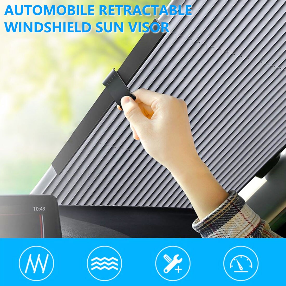 Anti-UV Car Windshield Curtain Car Sunshade Cover Retractable Set Folding Reflective Film Curtains Car Sun Shade 65cm/70cm/80cm