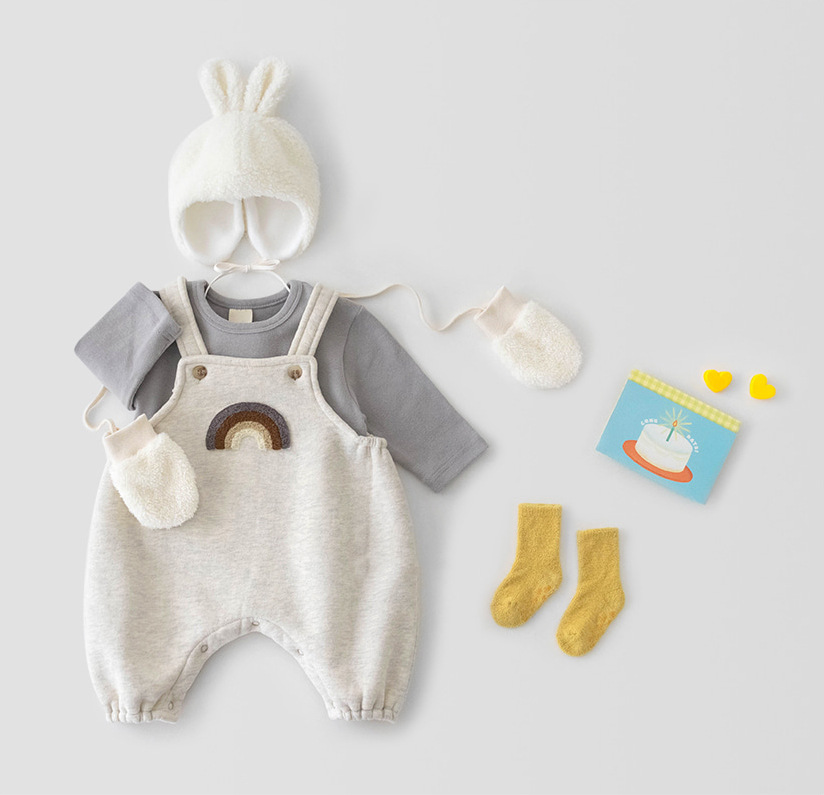 Kleine Jungen Mädchen Overall Hosen Baumwolle Regenbogen Stickerei freundlicher Lätzchen Gesamt Hosen freundlicher Kleidung Frühling Herbst Kleidung