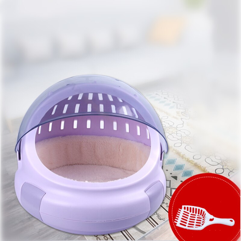 Car Large Cat Litter Box Space Capsule Cat Bed Portable Transparent Detachable Cat Supplies with Pet Plastic Scoop 3 Colors