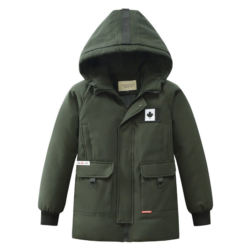 Bambini Da Neve Tute E Salopette Ragazzi Giubbotti Dei Bambini di Modo di Inverno Addensato Anatra Cappotti Sportivi A Prova di Vento Con Cappuccio Solido Vestiti di Chiusura Lampo: green / 12T