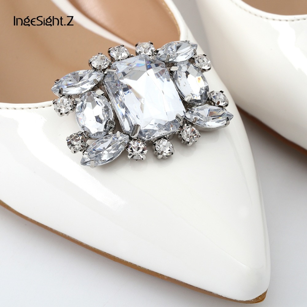 Ingesight. z 2 peças charme crytal strass sapato decoração anklet feminino sapato clipe de salto alto bota sandália plana jóias acessórios