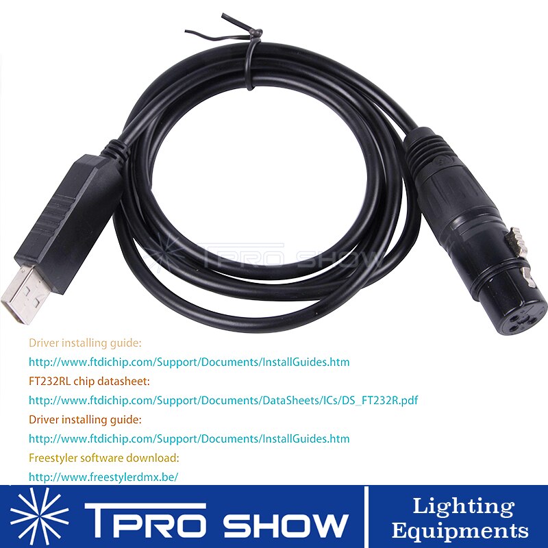1Meter DMX To USB Converter Interface Adapter Cable Stage Lighting