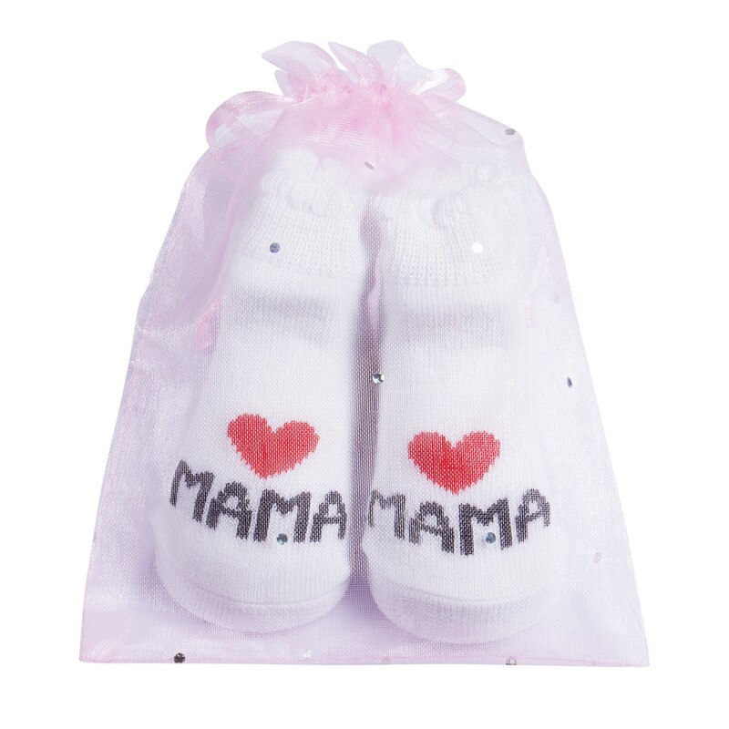 nuevos calcetines suaves encantadores del bebé recién nacido infantes niños niñas niños rayas algodón amor Mama/Papa calcetines 0 ~ 6 meses de: B MAMA