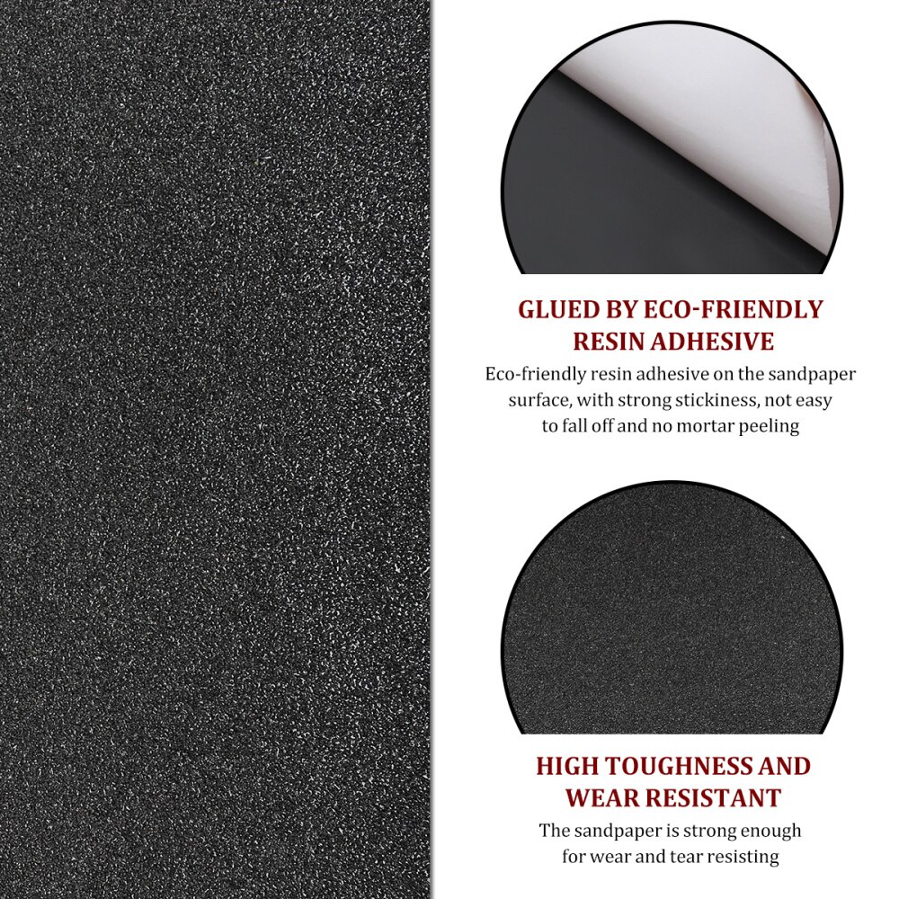 1 pc bandes antidérapantes noires pour skateboard et 20cm 80 de papier de verre antidérapantes pour trottinette