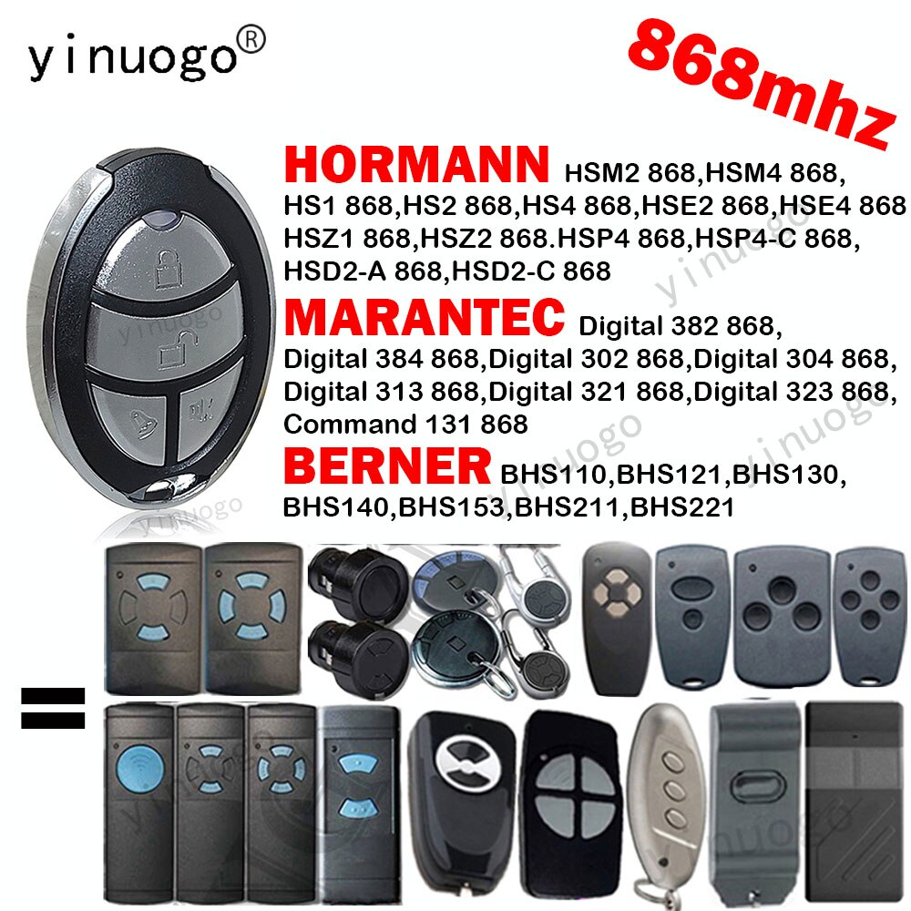 For HORMANN HSM2 HSM4 HSE2 HSE4 Garage Remote Control Duplicator 868MHz MARANTEC Digital 302 Garage Door Opener BERNER BHS121