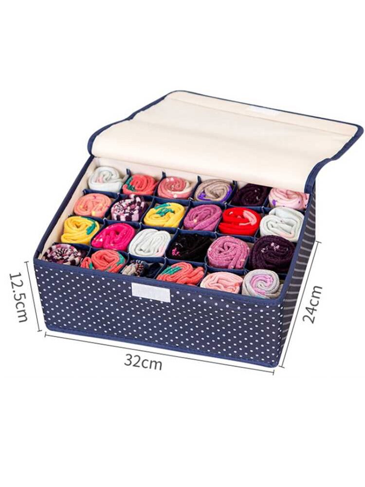 Caja de almacenamiento cubierta, organizador impreso de ropa interior, papelera de almacenamiento de tela Oxford para calcetines, armario para el hogar, bolsa de almacenamiento