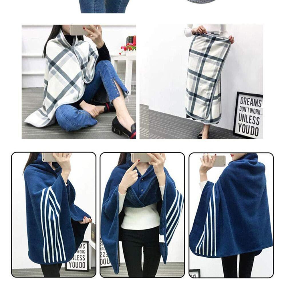 Manta multifunción De doble capa para mujer, manta De tartán a cuadros, bufanda, chal, manta cálida para invierno, Sudadera con capucha, novedad