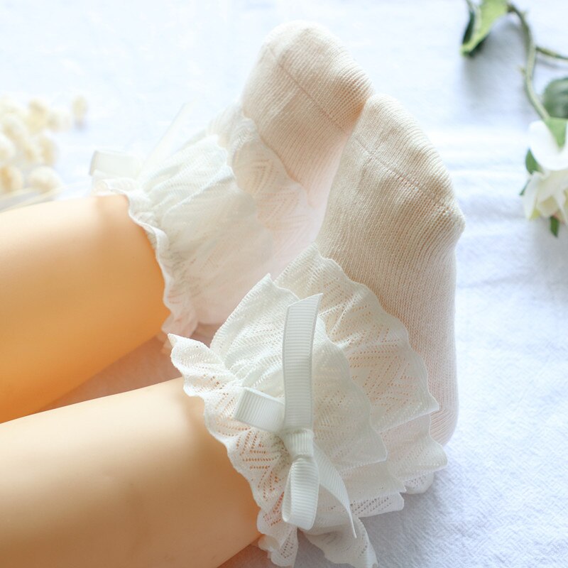 Frühling Sommer Gittergewebe Bowknote Baby Mädchen Socke Kleinkind Kleinkind Boden Socken freundlicher freundlicher Prinzessin Mädchen Socken