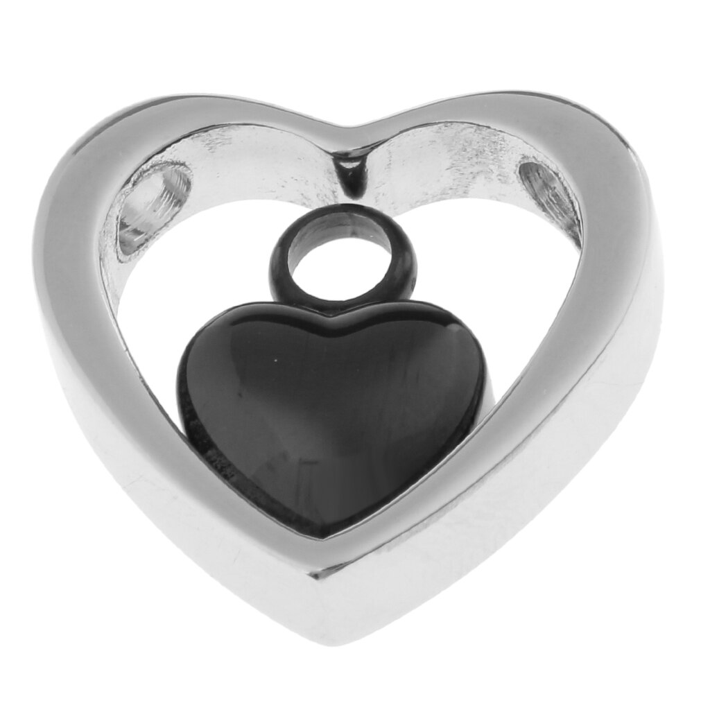 Stainless Steel Double Heart Cremation Urn Pendant Ash Keepsake