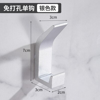 Gancho Doble para ropa de baño, perchero para bata de dormitorio, accesorios de cocina para sala de estar, color blanco y negro, sin perforación: Silver 1PCS