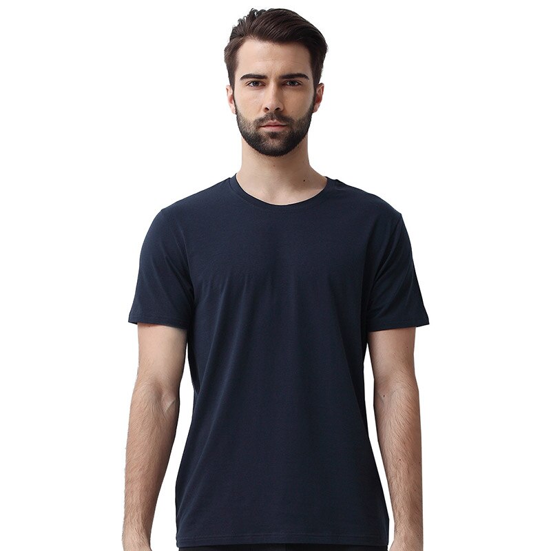 SCHIESSER 2-piece Men's Supima Cotton breathable round neck short-sleeved T-shirt E5/17095M: (0008)Sapphire Blue / M
