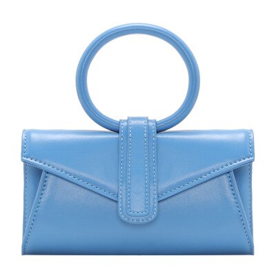 Frauen Handtasche Flap Leder Umhängetasche Schulter Tasche Hülle Tasche mit Ring Griff für Büro Täglichen: Himmel Blau / Mini19.10.4cm