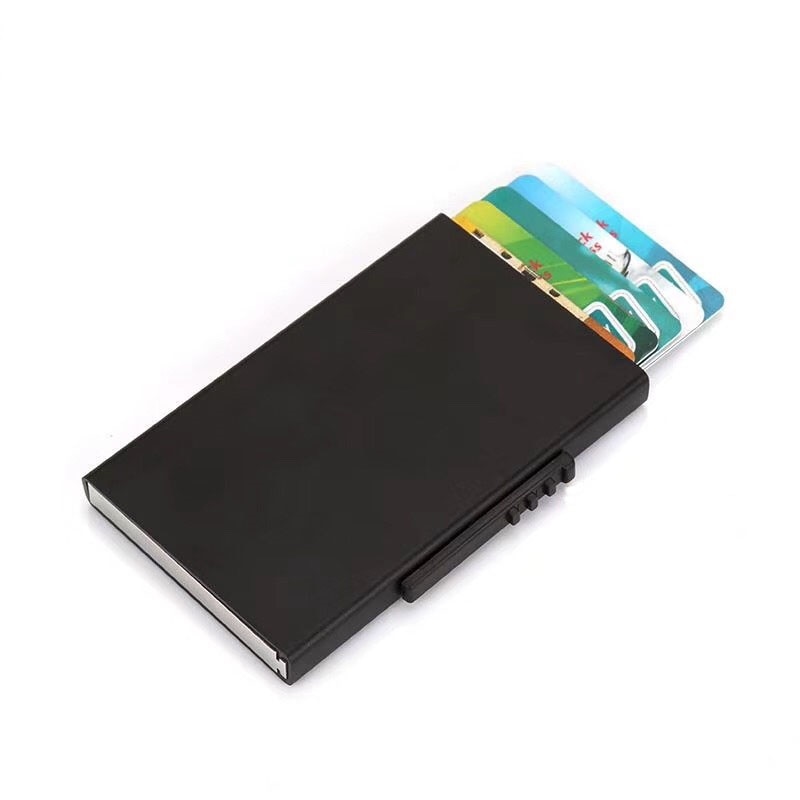 Style Card Id Holders Aluminum Wallet Pocket ID Card Holder Rfid Blocking Wallet Automatic Pop Up Credit Card Case