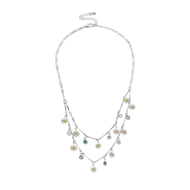 Nowe koreańskie piękne kwiaty Daisy kolorowe zroszony urok komunikat krótki Choker naszyjnik dla kobiet biżuteria wakacje: SP1369-2-2