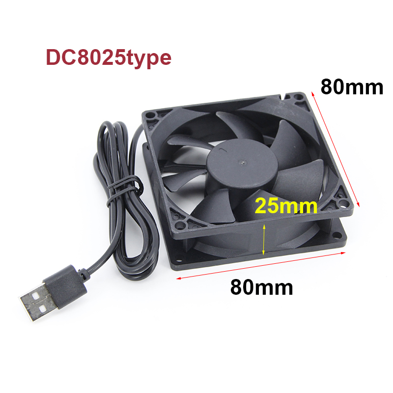 5V Brushless Cooling Fan USB Ventiliator Computer Case Cooler Oil-impregnated PBT CPU Radiator USB Fan PC USB Gadgets J17: Red